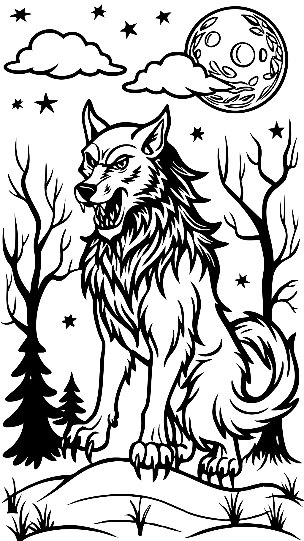 coloriage de loup-garou